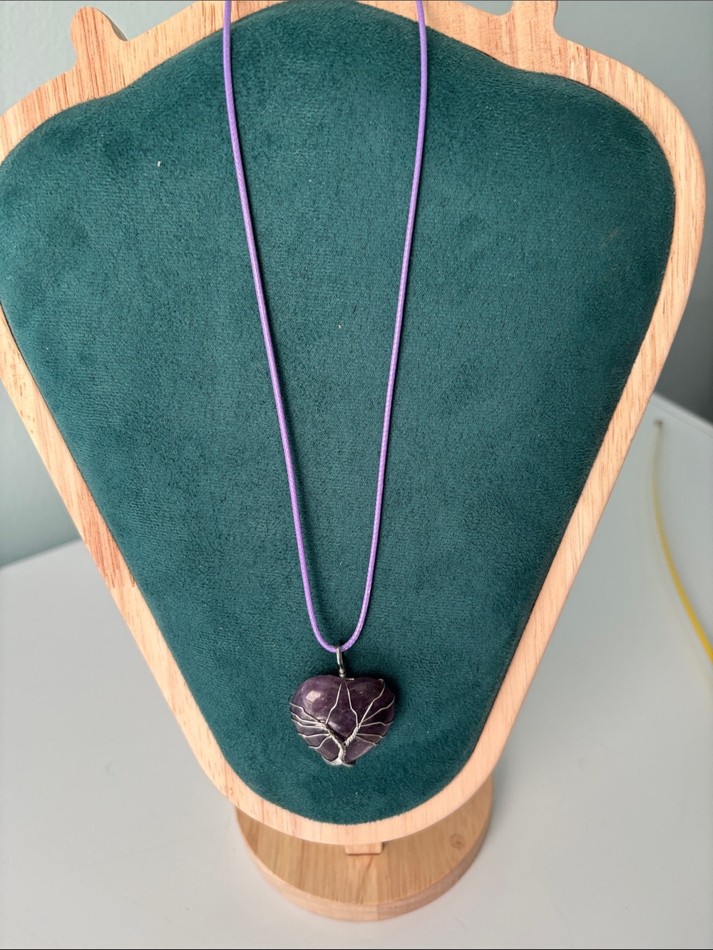 Purple Heart Stone Pendant Necklace